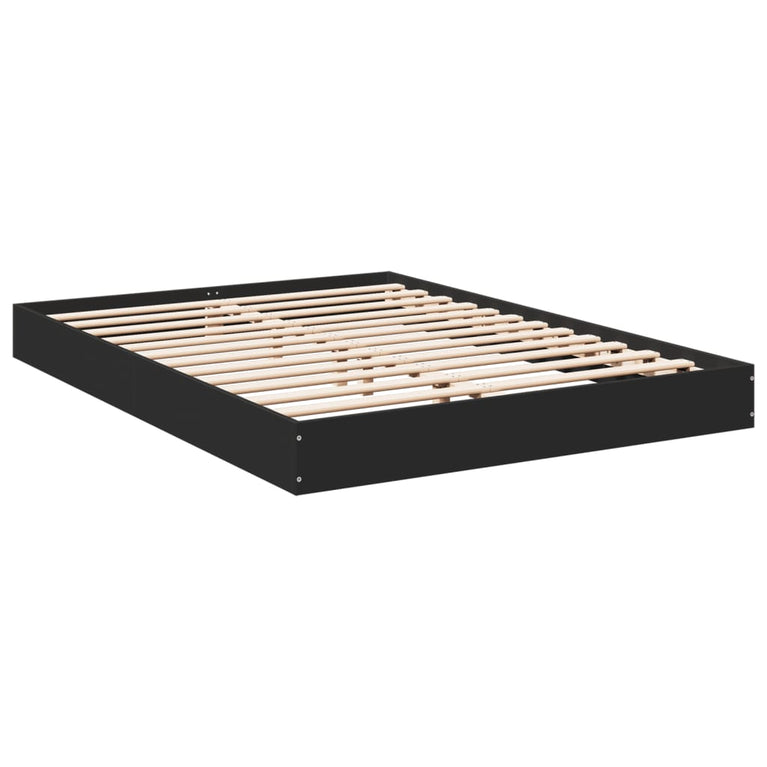 Bedframe bewerkt hout zwart 140x200 cm