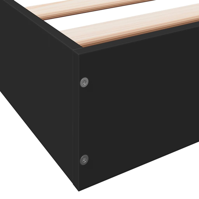 Bedframe bewerkt hout zwart 140x200 cm
