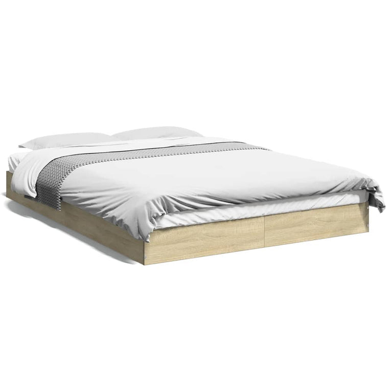 Bedframe bewerkt hout sonoma eikenkleurig 140x200 cm