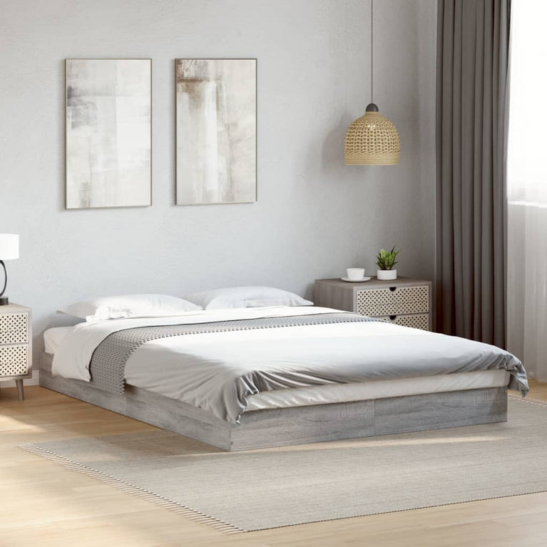 Bedframe bewerkt hout grijs sonoma eikenkleurig 140x200 cm