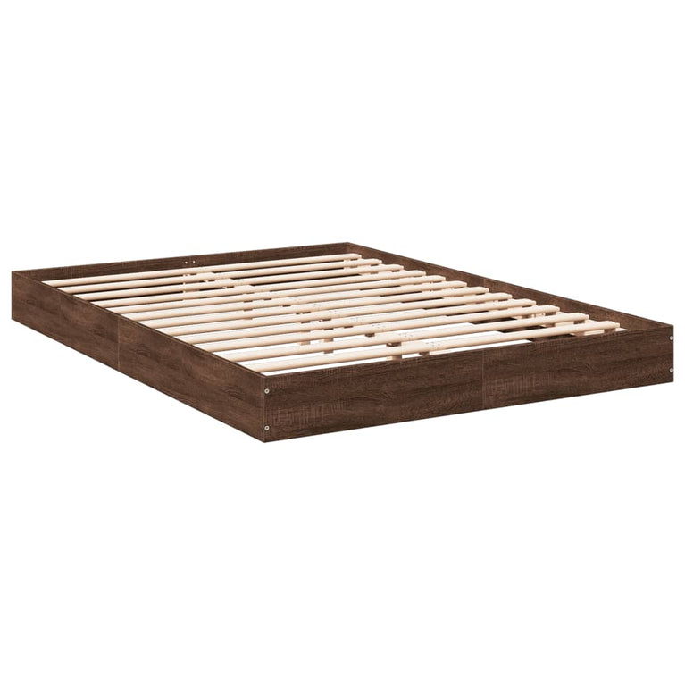 Bedframe bewerkt hout bruin eikenkleur 140x200 cm