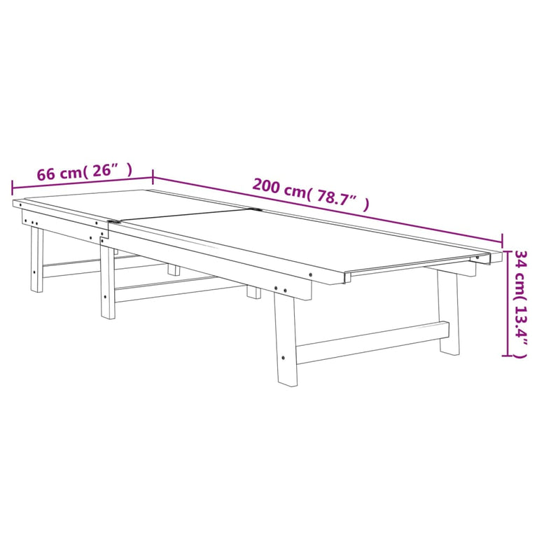 Ligbedden 2 st massief acaciahout en textileen