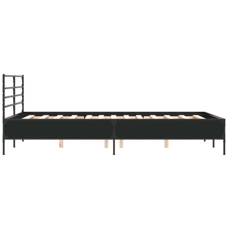 Bedframe bewerkt hout metaal zwart 120x200 cm