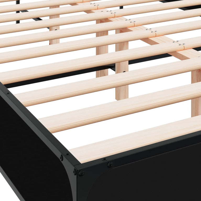 Bedframe bewerkt hout metaal zwart 120x200 cm