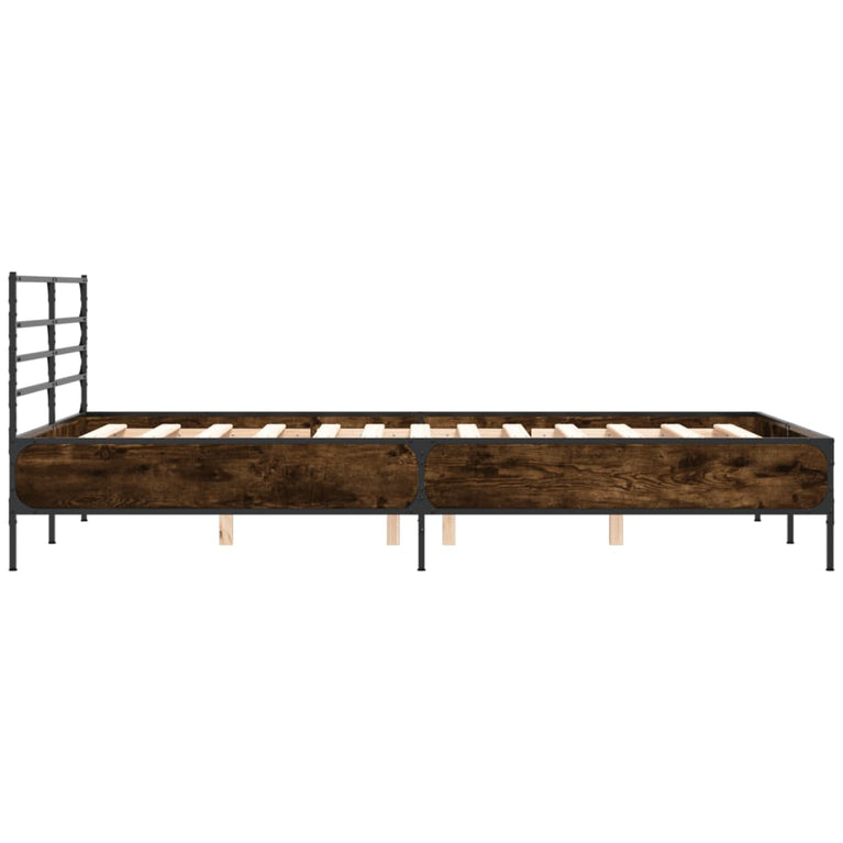 Bedframe bewerkt hout metaal bruin eikenkleur 140x200 cm