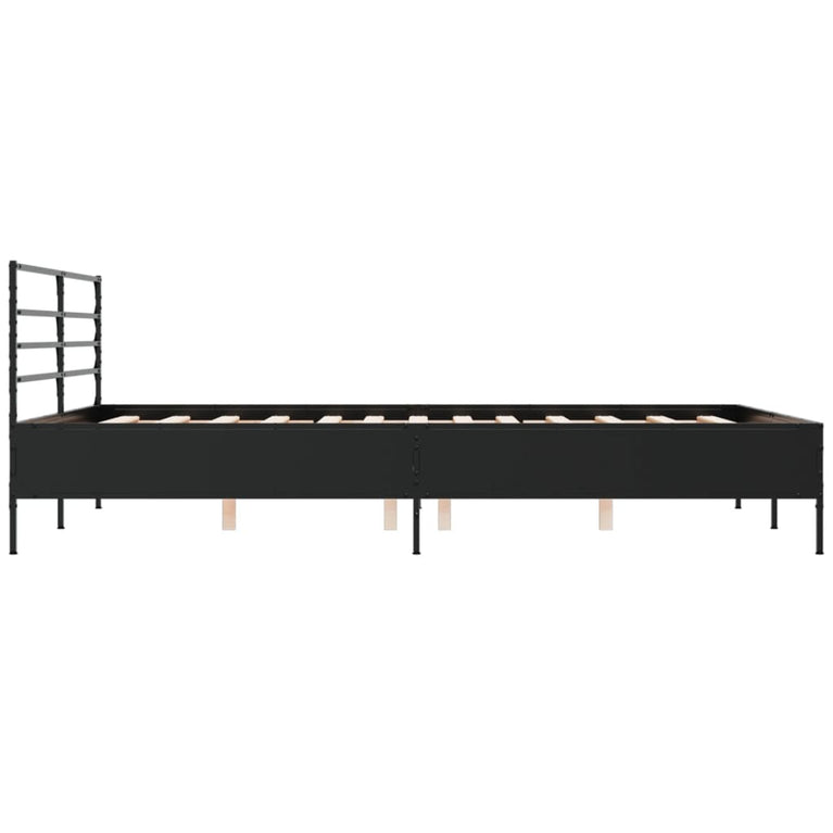 Bedframe bewerkt hout metaal zwart 150x200 cm