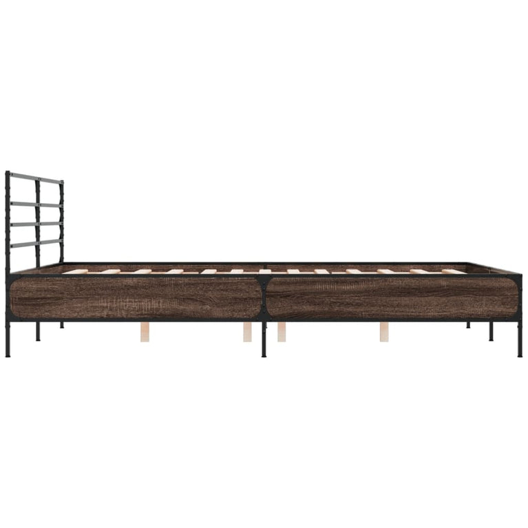Bedframe bewerkt hout metaal bruin eikenkleur 150x200 cm