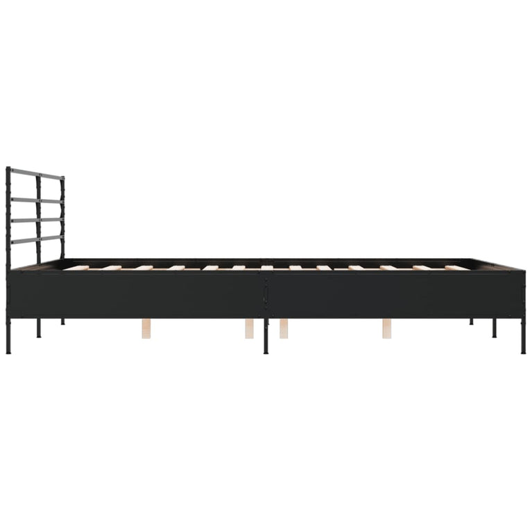Bedframe bewerkt hout metaal zwart 160x200 cm