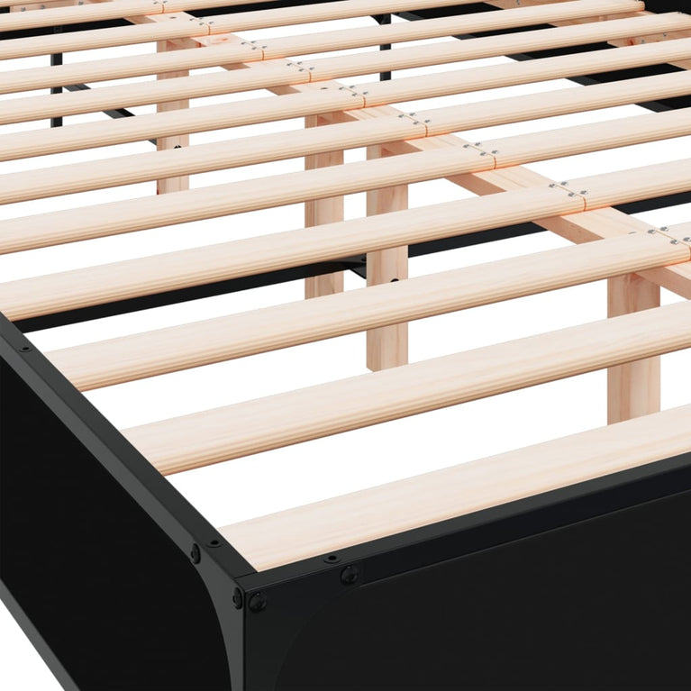 Bedframe bewerkt hout metaal zwart 160x200 cm