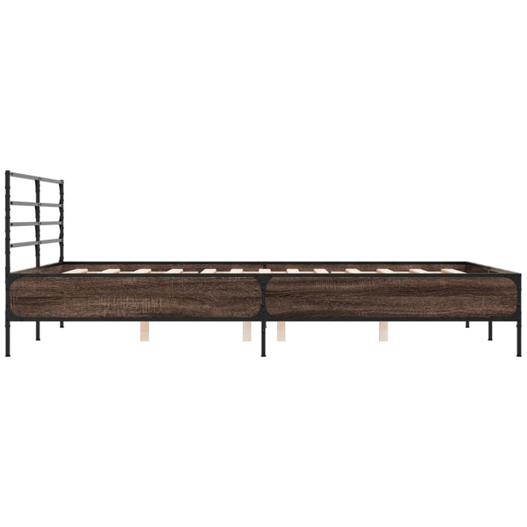 Bedframe bewerkt hout metaal gerookt eikenkleurig 160x200 cm