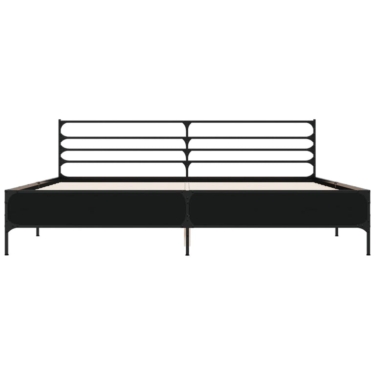 Bedframe bewerkt hout metaal zwart 180x200 cm