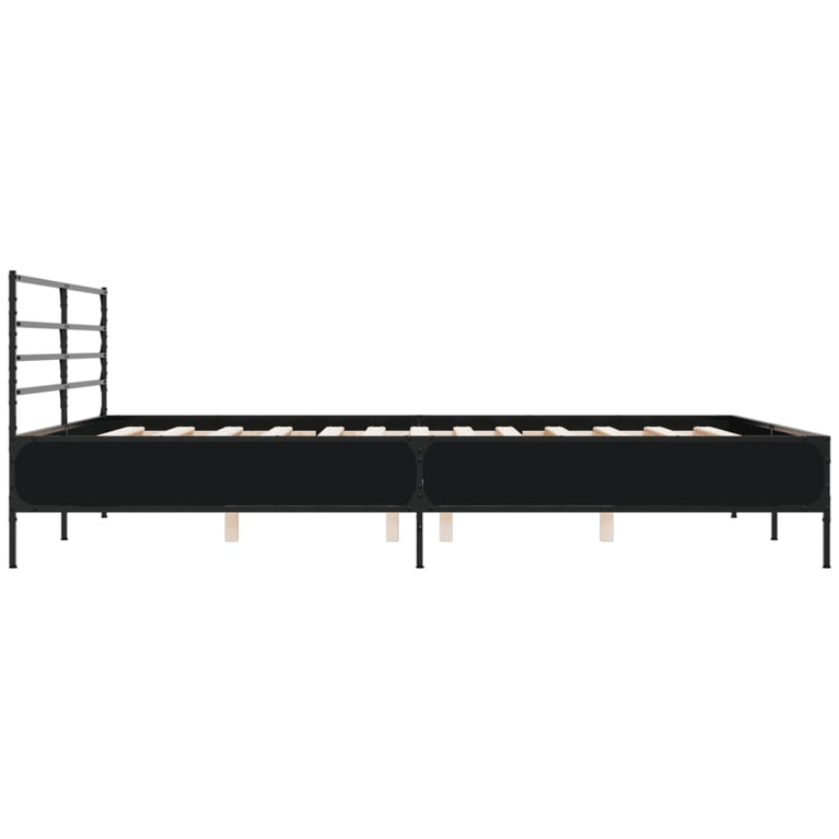 Bedframe bewerkt hout metaal zwart 180x200 cm
