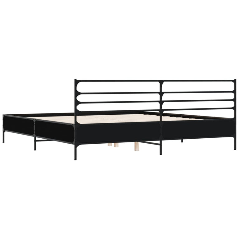 Bedframe bewerkt hout metaal zwart 180x200 cm