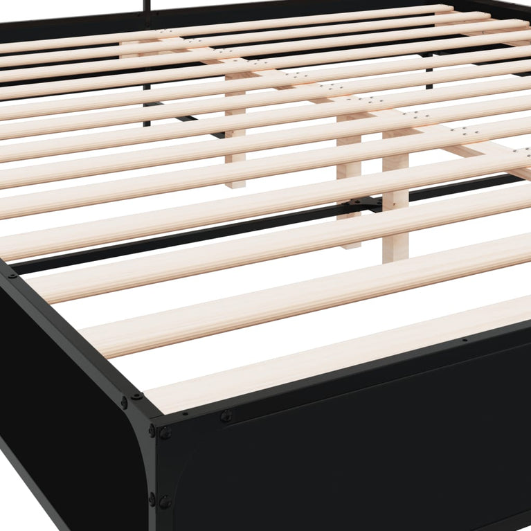 Bedframe bewerkt hout metaal zwart 180x200 cm