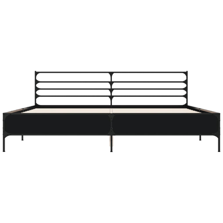 Bedframe bewerkt hout metaal zwart 200x200 cm