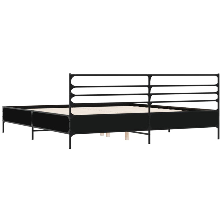 Bedframe bewerkt hout metaal zwart 200x200 cm