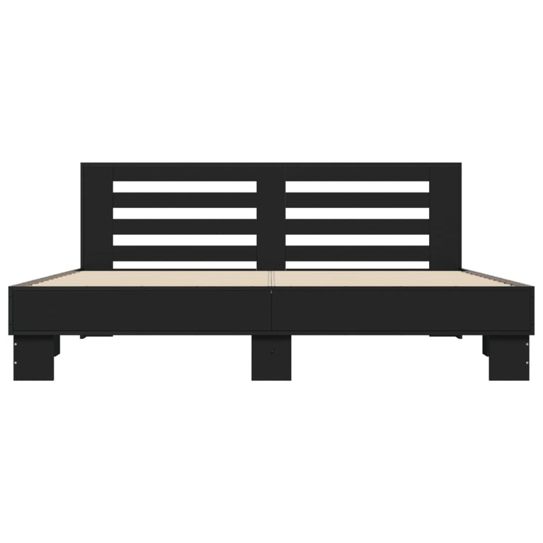 Bedframe bewerkt hout metaal zwart 200x200 cm