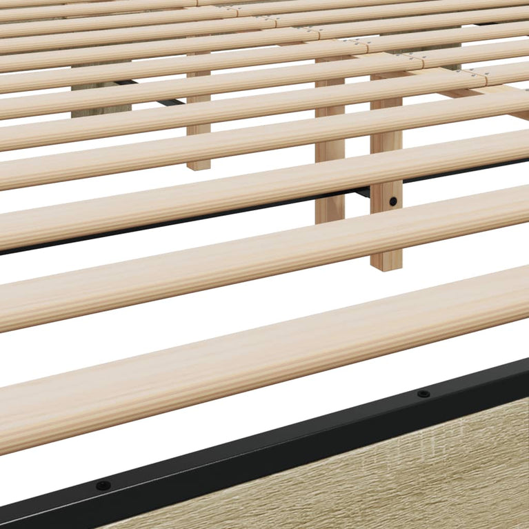 Bedframe bewerkt hout metaal sonoma eikenkleurig 200x200 cm