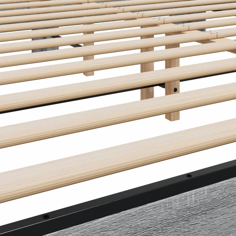 Bedframe bewerkt hout metaal grijs sonoma eiken 200x200 cm