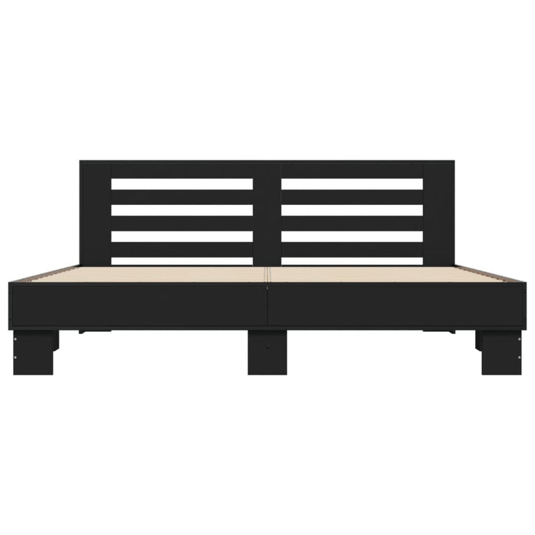 Bedframe bewerkt hout metaal zwart 180x200 cm