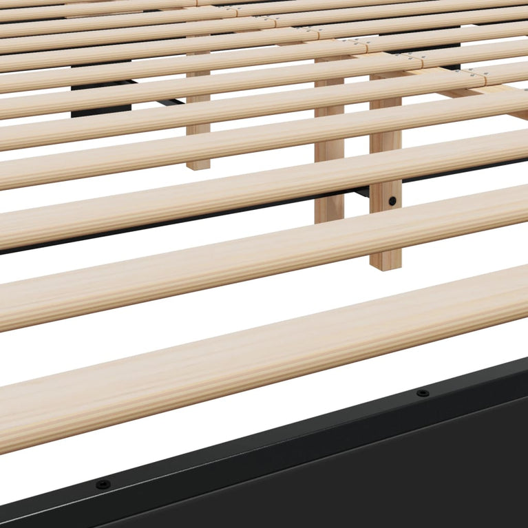 Bedframe bewerkt hout metaal zwart 180x200 cm