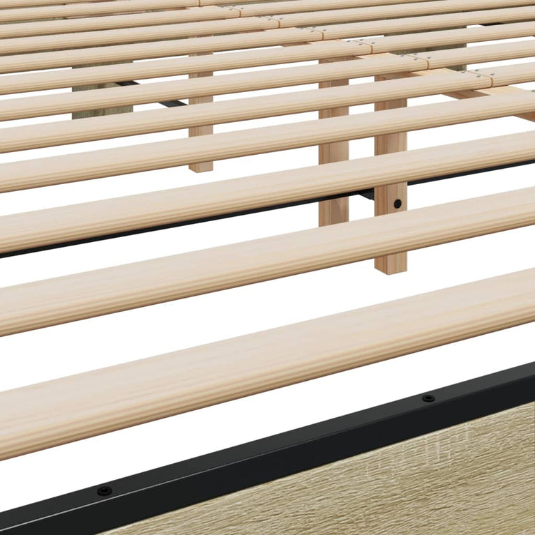 Bedframe bewerkt hout metaal sonoma eikenkleurig 180x200 cm