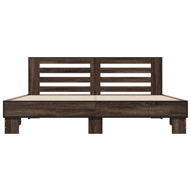 Bedframe bewerkt hout metaal bruin eikenkleur 180x200 cm