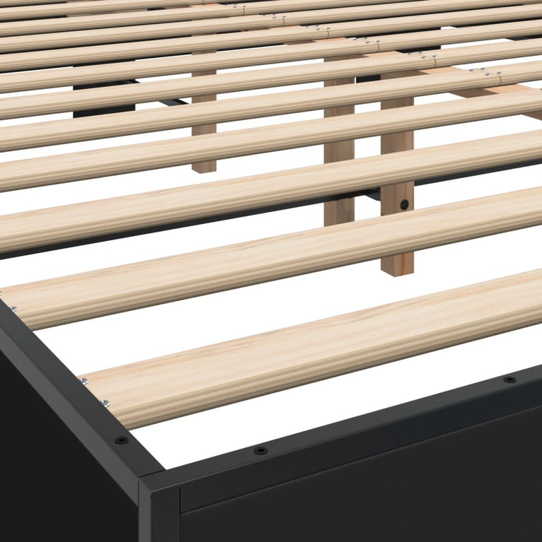 Bedframe bewerkt hout metaal zwart 160x200 cm