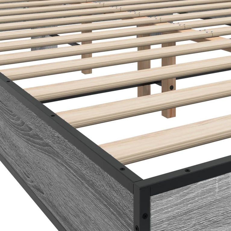Bedframe bewerkt hout metaal grijs sonoma eiken 140x200 cm