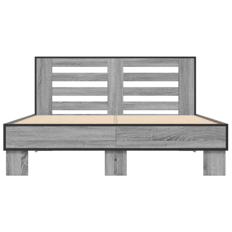 Bedframe bewerkt hout metaal grijs sonoma eiken 120x200 cm