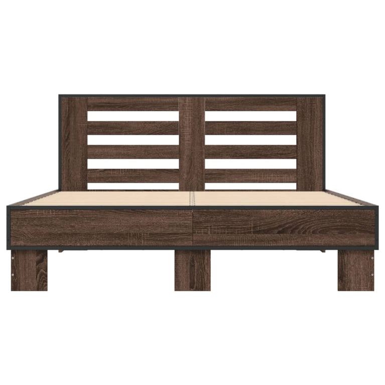 Bedframe bewerkt hout metaal bruin eikenkleur 120x200 cm