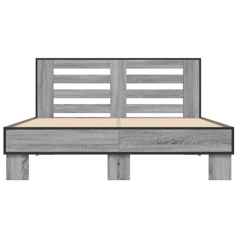 Bedframe bewerkt hout metaal grijs sonoma eiken 120x190 cm
