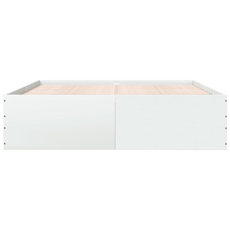 Bedframe massief hout wit 200x200 cm