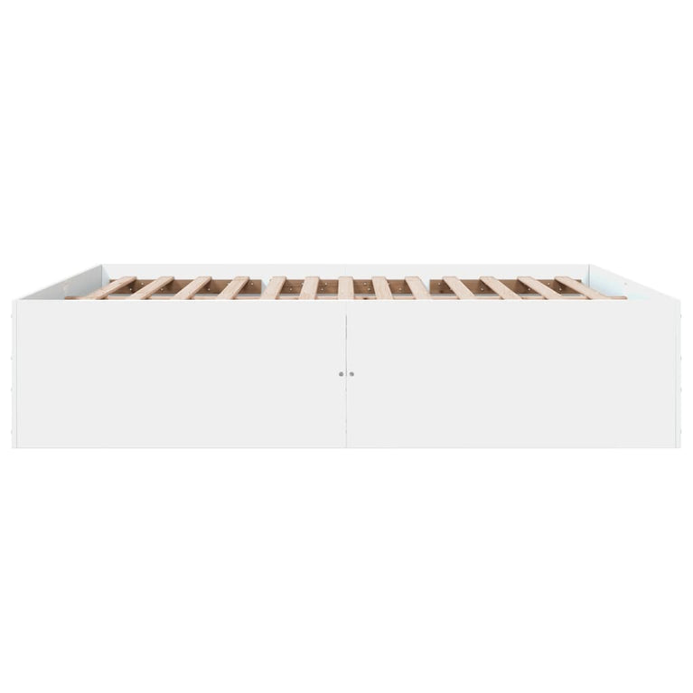 Bedframe massief hout wit 200x200 cm
