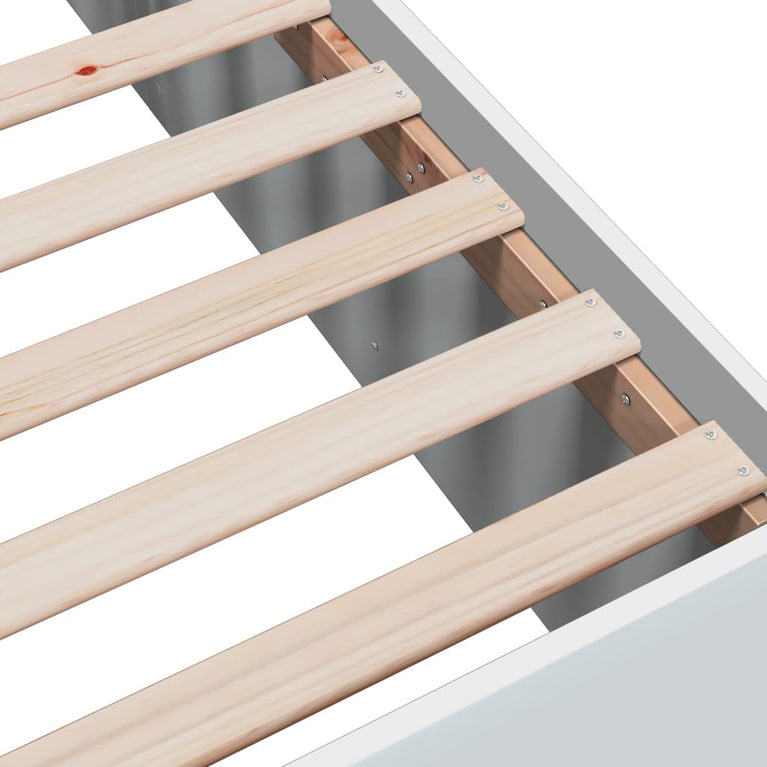 Bedframe massief hout wit 200x200 cm