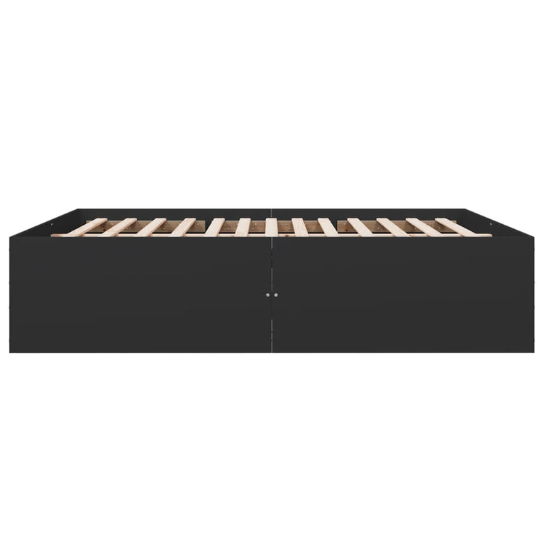 Bedframe massief hout zwart 200x200 cm