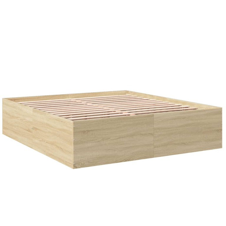 Bedframe bewerkt hout sonoma eikenkleurig 200x200 cm