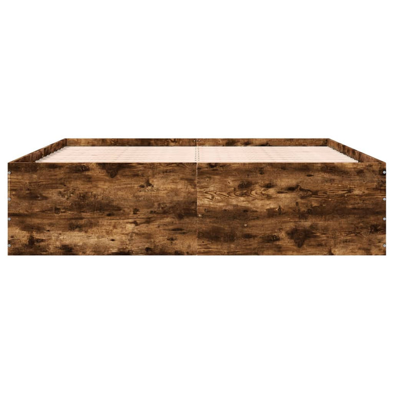 Bedframe bewerkt hout gerookt eikenkleurig 200x200 cm