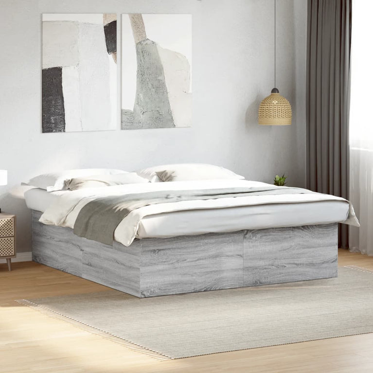 Bedframe bewerkt hout grijs sonoma eikenkleurig 200x200 cm