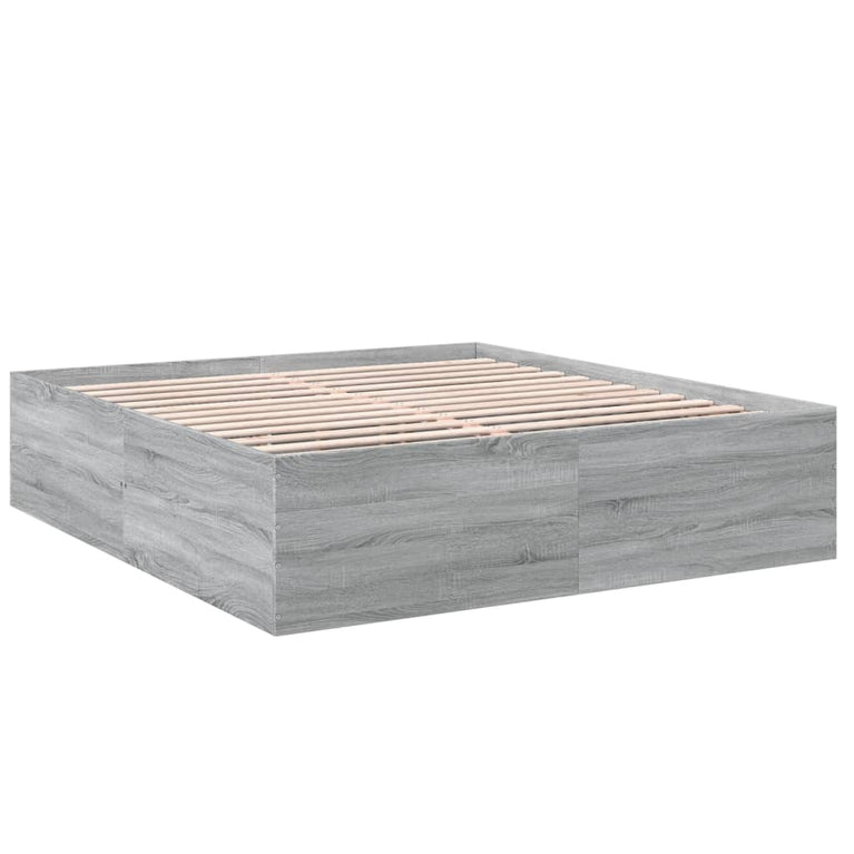 Bedframe bewerkt hout grijs sonoma eikenkleurig 200x200 cm