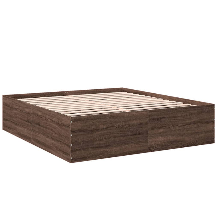 Bedframe bewerkt hout bruin eikenkleur 200x200 cm