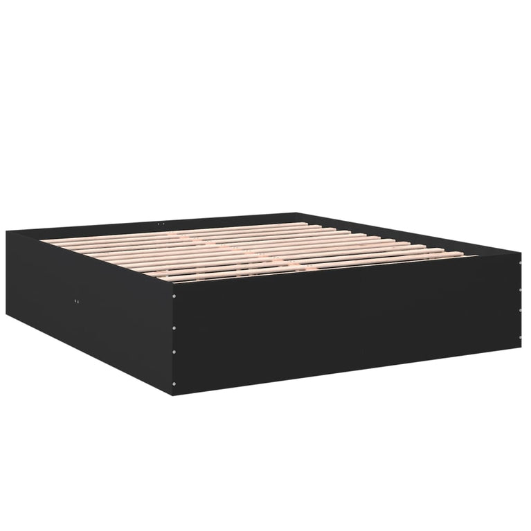 Bedframe bewerkt hout zwart 180x200 cm