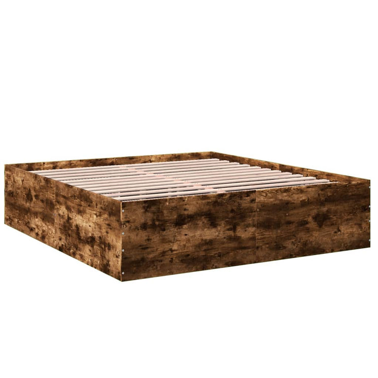 Bedframe bewerkt hout gerookt eikenkleurig 180x200 cm