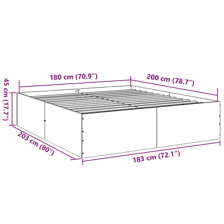 Bedframe bewerkt hout gerookt eikenkleurig 180x200 cm