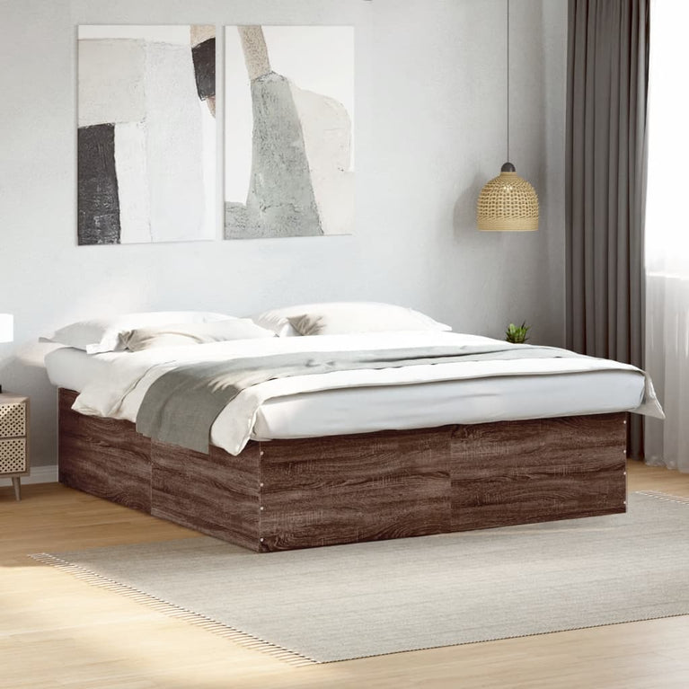 Bedframe bewerkt hout bruin eikenkleur 180x200 cm