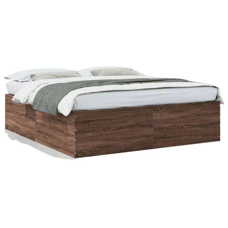 Bedframe bewerkt hout bruin eikenkleur 180x200 cm
