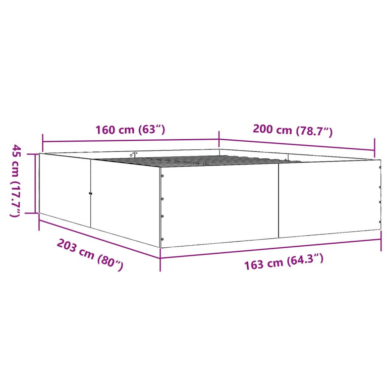 Bedframe bewerkt hout zwart 160x200 cm