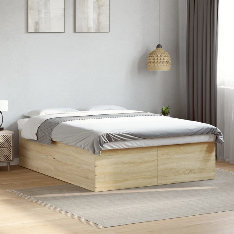 Bedframe bewerkt hout sonoma eikenkleurig 160x200 cm