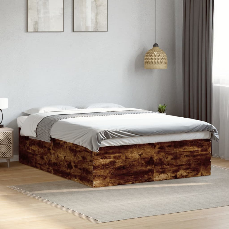 Bedframe bewerkt hout gerookt eikenkleurig 160x200 cm