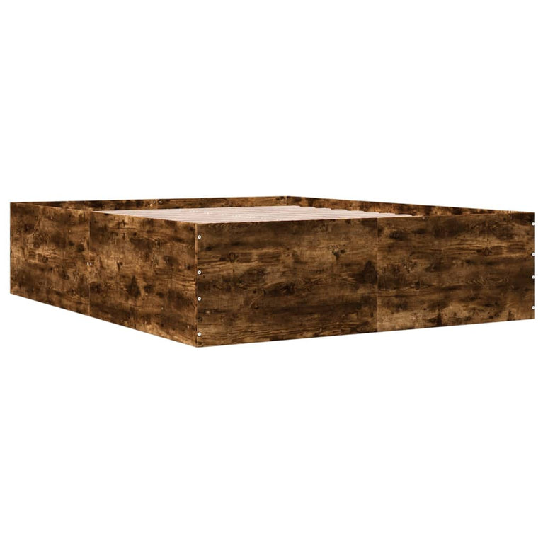 Bedframe bewerkt hout gerookt eikenkleurig 160x200 cm
